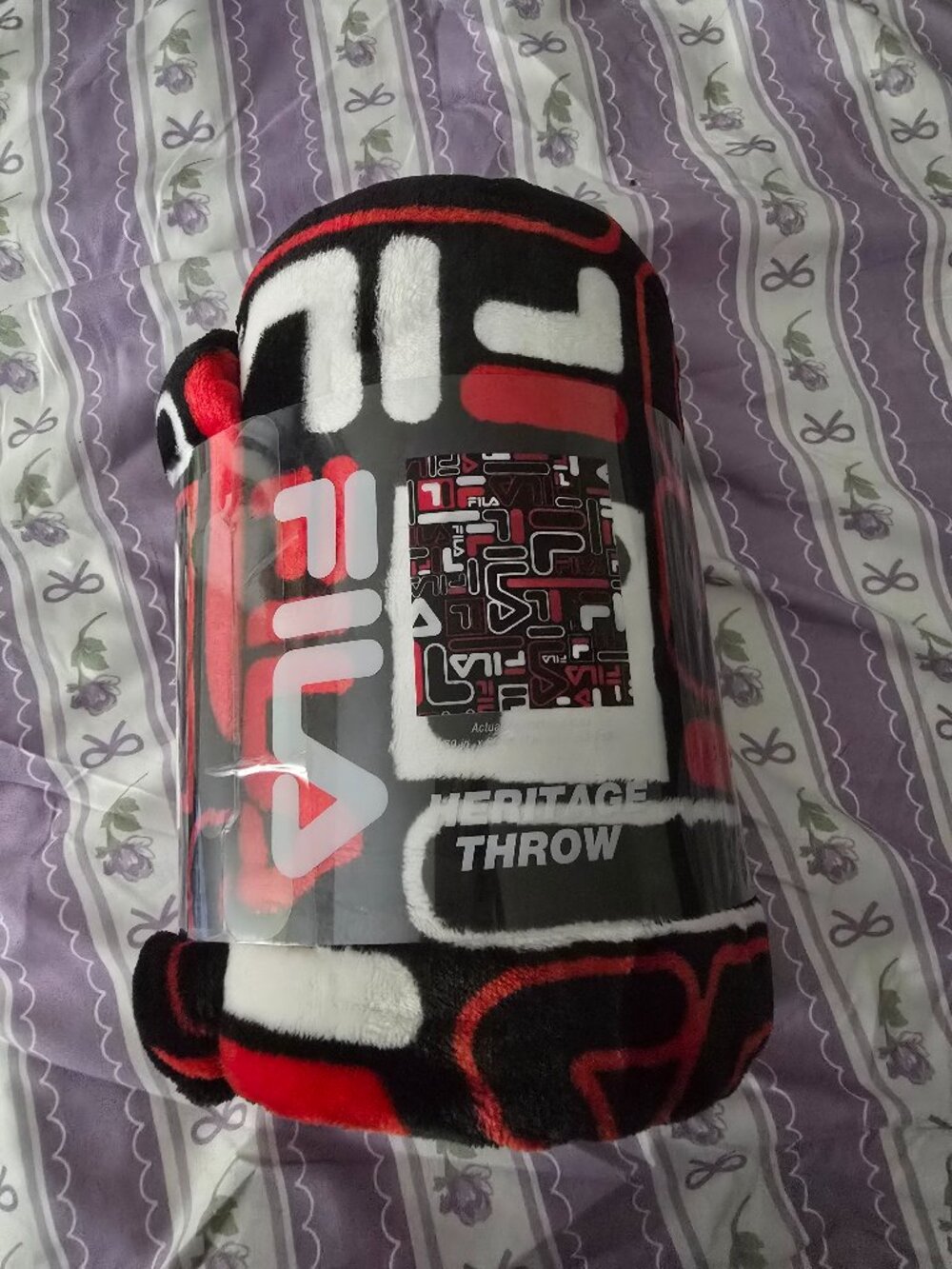 Fila Heritage Logo All Over Printed Fleece Blanket - Twin Size